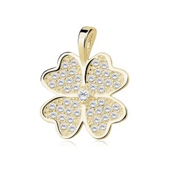 Pandantiv argint placat cu aur galben trifoi cu 4 foi cu pietre DiAmanti Z0819CG_W-DIA (Argint 925‰ 1 g.) 